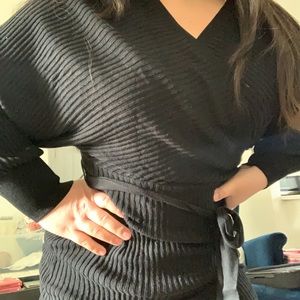 Ribbed sweater dress in black